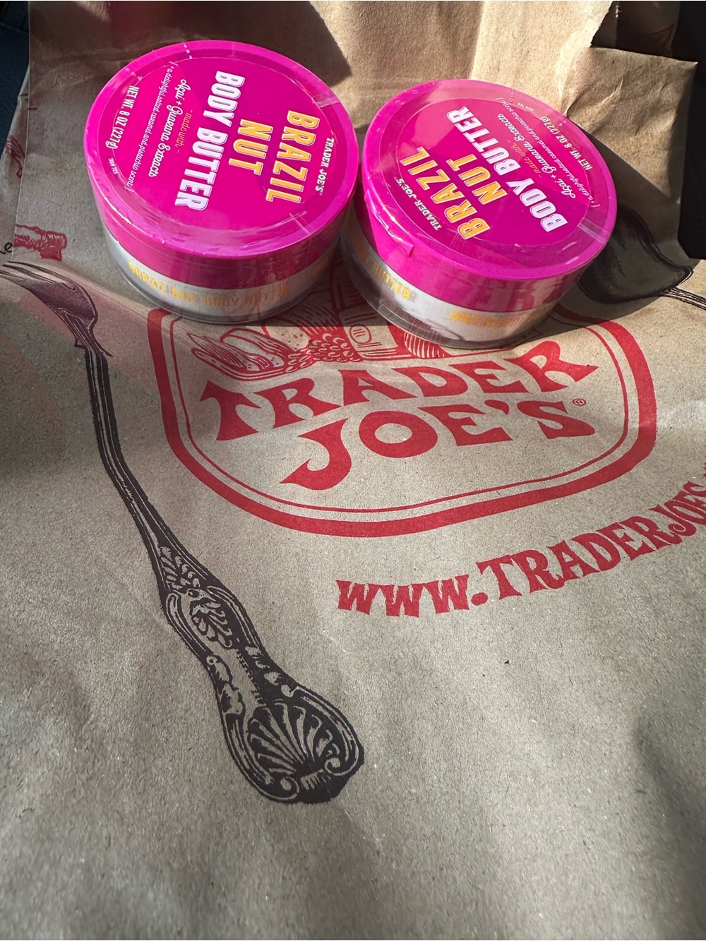 Trader Joe’s Brazil Nut Body Butter - Bright Pink Jar (2 Pack)